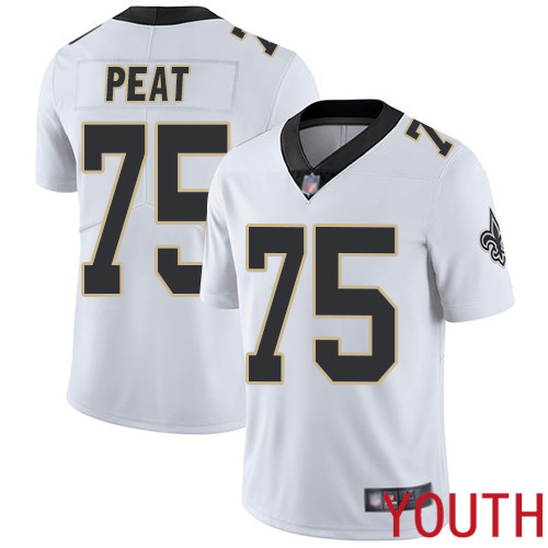 New Orleans Saints Limited White Youth Andrus Peat Road Jersey NFL Football #75 Vapor Untouchable Jersey